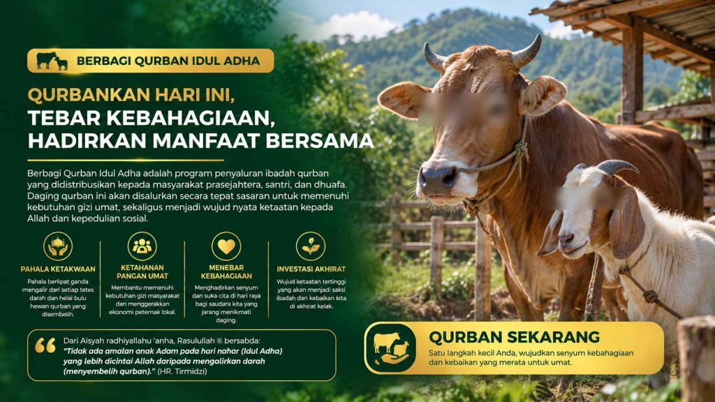 Berbagi Qurban Idul Adha untuk masyarakat prasejahtera, santri, dan dhuafa